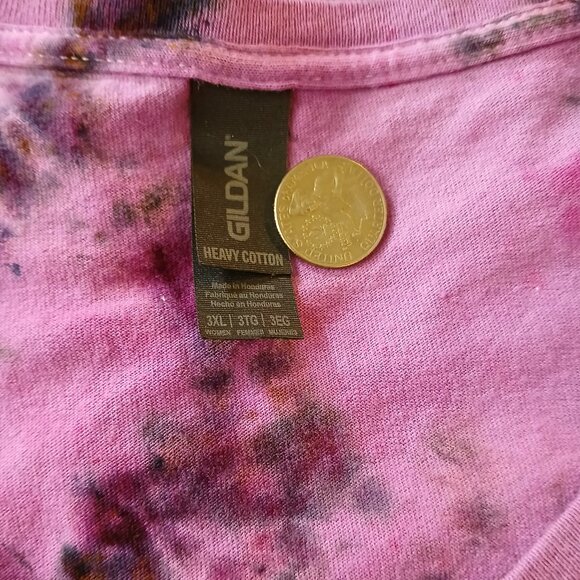 Is It Done Yet? Tie Dyed Purple & Black !00% Cotton V-neck T-shirt - Picture 3 of 5